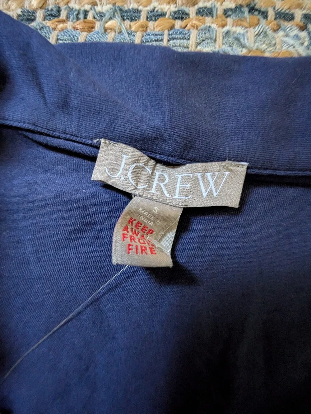 NWT J.Crew Pajama Top S Navy Blue Ivory Piping Button Front Classic Sleepwear